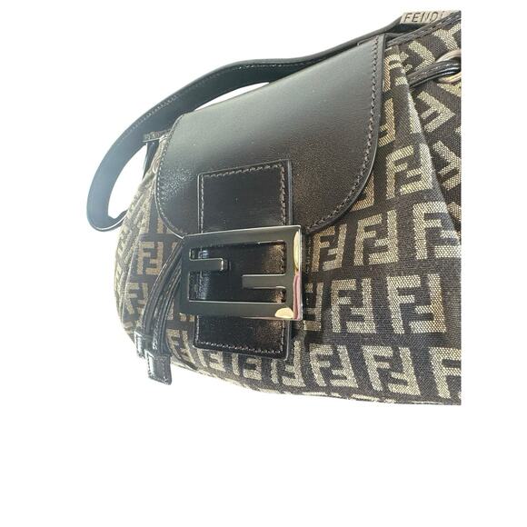 Y2K Fendi Mamma Bucket Shoulder Bag Zucchino Pattern Drawstring Authentic - Picture 15 of 16